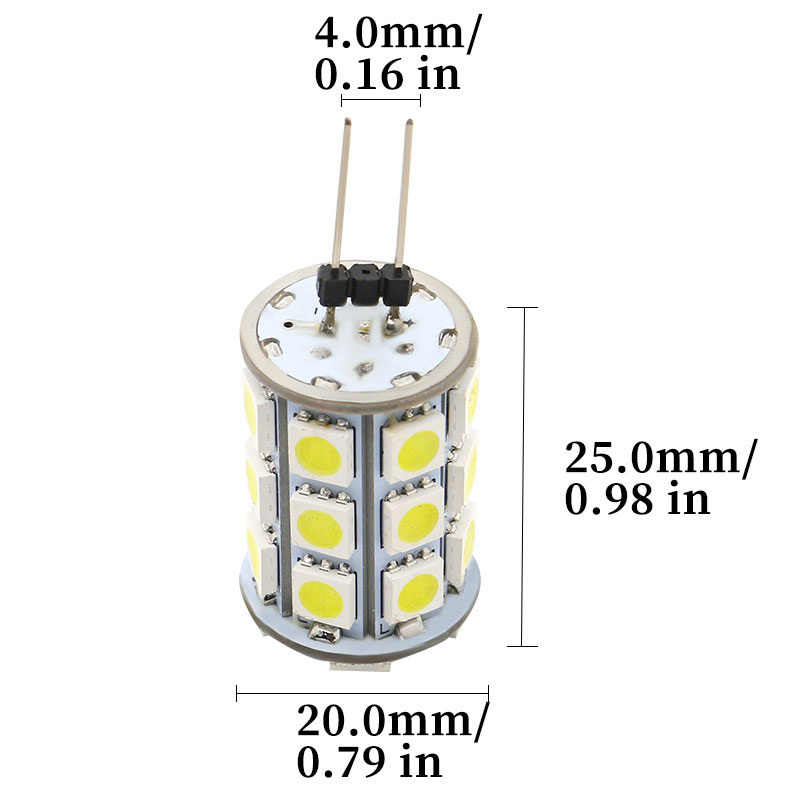 AC10-18V/DC10-30V, Back-Pin Tower T3 JC G4 LED Bulb, 4.8 Watts, 30-35W Equivalent, 5-Pack